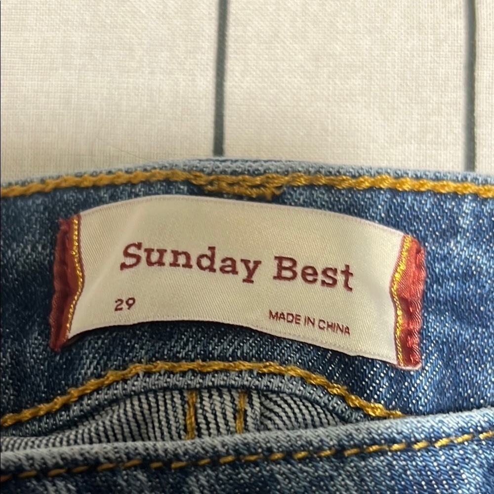 Sunday Best Blue Jean Shorts with Frayed Hem. Size 29 - Picture 2 of 10